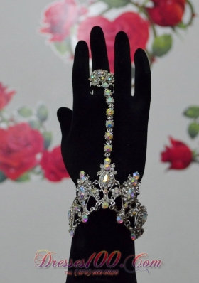 Fashion Alloy Rhinestone Colorful Bracelet and Ring