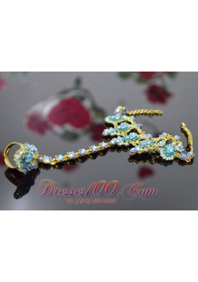Blue and Gold Bracelet and Ring for Party