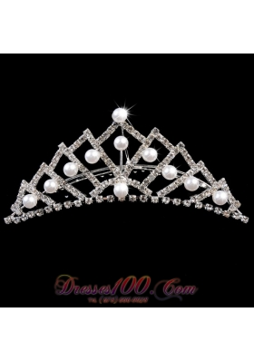 With Beaded and Imitation Pearl Tiara for Wedding