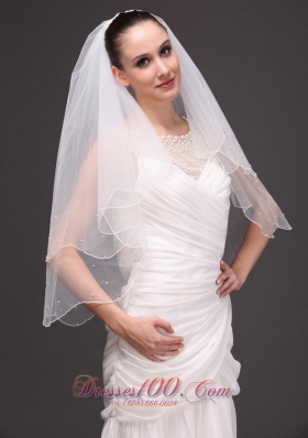 Oval Shaped Two-tier Organza Graceful Wedding Veils