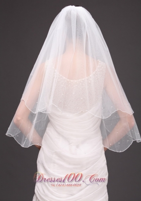 Oval Shaped Two-tier Organza Graceful Wedding Veils