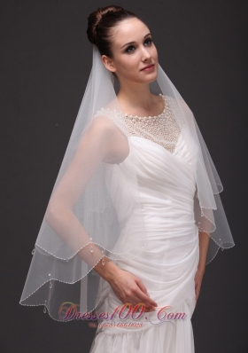 Two-tier Veil For Wedding Party Tulle Drop