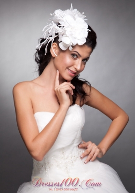 Wedding Party Pearls Hand Flowers Taffeta Headpieces