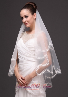 Two-tier Oval Shaped Tulle Wedding Veil On Sale