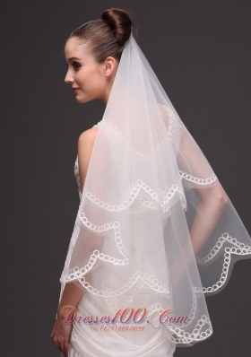 Two-tier Oval Shaped Tulle Wedding Veil On Sale