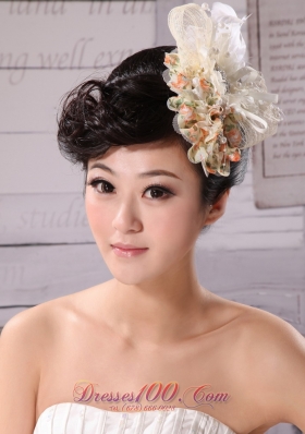 Champagne Imitation Pearls Tulle Chiffon Fascinators