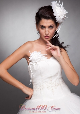 Hand Flowers White Beaded Headpieces and Corsage