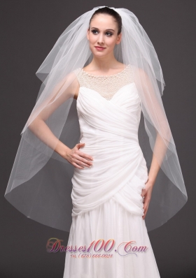 On Sale Three-tier Cut Edge Tulle Drop Bridal Veil