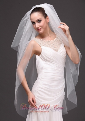 On Sale Three-tier Cut Edge Tulle Drop Bridal Veil