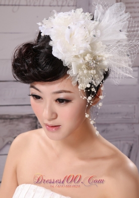 Hand Made Flower Tulle Fascinators Imitation Pearls