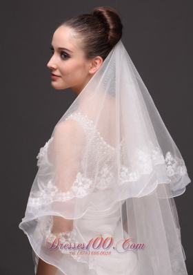 Two-tier Oval Bridal Wedding Veil White Fashion