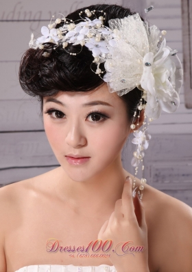 Imitation Pearls Fascinator Tulle and Chiffon