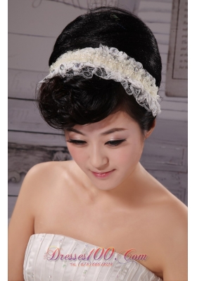 Lace White Imitation Pearls Outdoor Fascinator