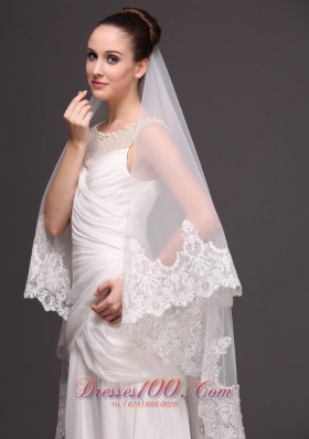 Mantilla Edge Drop Wedding Veil Two-tier