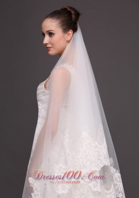 Mantilla Edge Drop Wedding Veil Two-tier