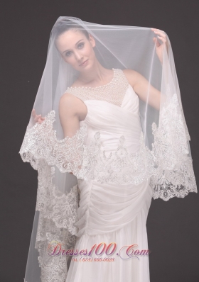 Mantilla Edge Drop Wedding Veil Two-tier