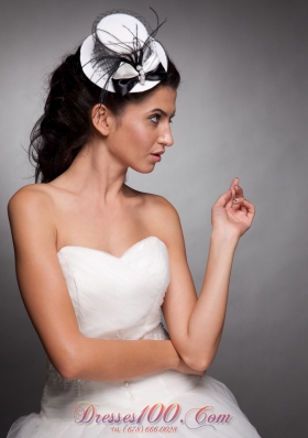 White and Black Bridal Hat Headpieces Beaded Bowknot