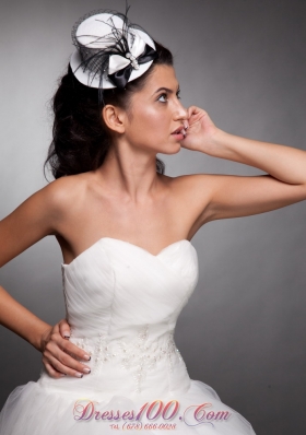 White and Black Bridal Hat Headpieces Beaded Bowknot