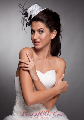 White and Black Bridal Hat Headpieces Beaded Bowknot