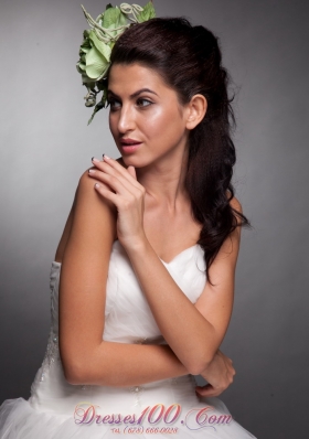 Green Hand Made Flowers Taffeta Outdoor Headpieces