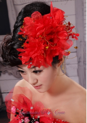 Hat Flower Taffeta Women Wedding Headpieces Red