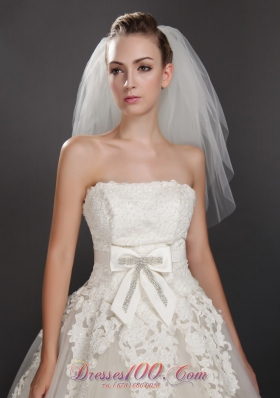 Scalloped Edge Three-tier Bridal Veils For Wedding