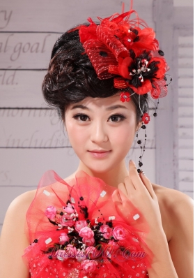 Little Hat Women Fascinators Feather Tulle Beading