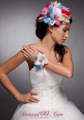 Hand Flowers Colorful Headpieces and Wrist Corsage