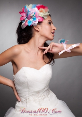 Hand Flowers Colorful Headpieces and Wrist Corsage