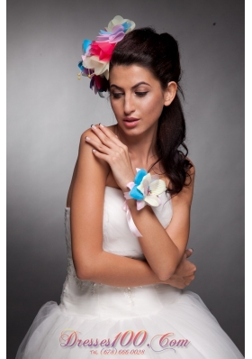 Hand Flowers Colorful Headpieces and Wrist Corsage