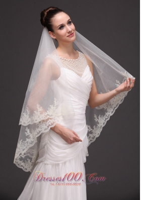 Oval Shaped Bridal Veils For Wedding Two-tier