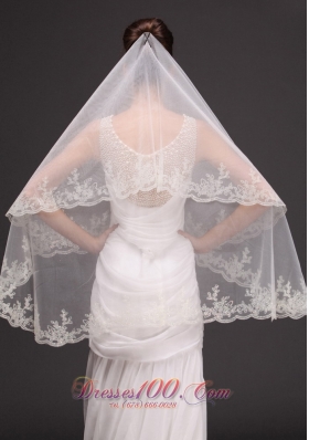 Oval Shaped Bridal Veils For Wedding Two-tier