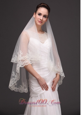 Oval Shaped Bridal Veils For Wedding Two-tier