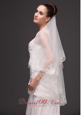 Oval Shaped Bridal Veils For Wedding Two-tier