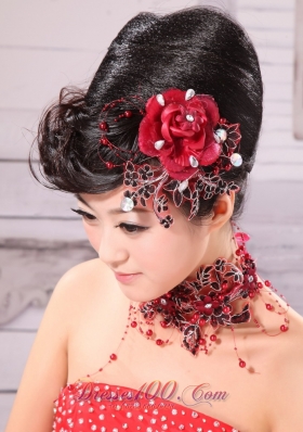 Beading Embellishment Women Headpieces Red and Black