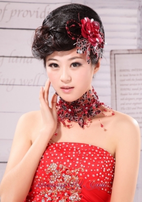 Beading Embellishment Women Headpieces Red and Black