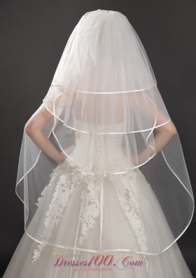 Four-tier Oval Tulle Ribbon Edge Wedding Veil