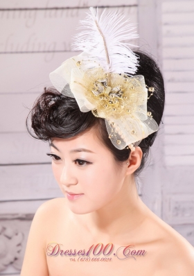 Feather Gold Net Side Clamp Diamond For Headpieces