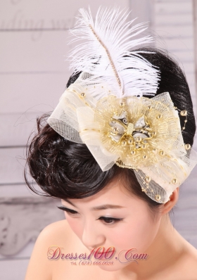 Feather Gold Net Side Clamp Diamond For Headpieces