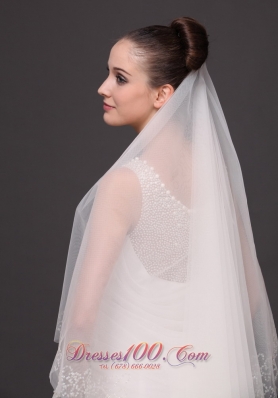 Beading Trim Edge Tulle Bridal Veil For Wedding