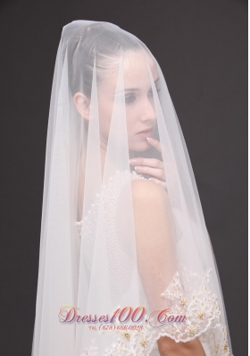 Two-layer Bridal Veils For Wedding Lace Appliques Edge