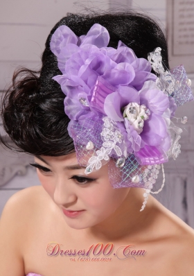 Lilac Taffeta Women 's Fascinators Beading Lace