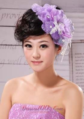 Lilac Taffeta Women 's Fascinators Beading Lace