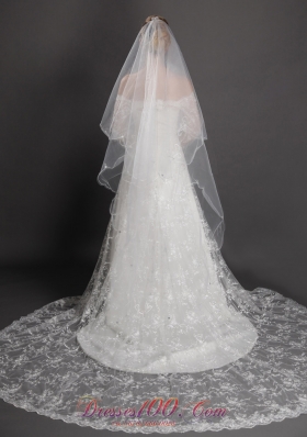 Angel cut 2 Layer Bridal Veils for Wedding Organza