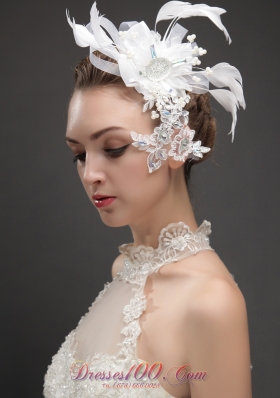 Feather Appliques Flower Fascinators with Crystal