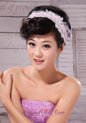 Lace and Pearl Lilac For Hair In Evening Party