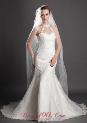 Two-tier Fingertip Veil Tulle Waterfall Two-tier