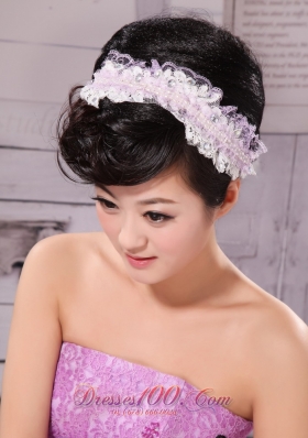 Lace and Pearl Lilac For Hair In Evening Party