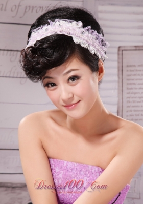 Lace and Pearl Lilac For Hair In Evening Party