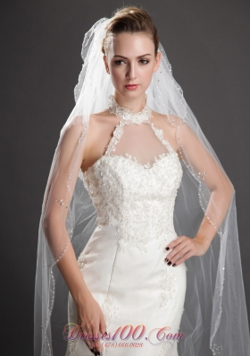 Two-tier Fingertip Veil Tulle Waterfall Two-tier